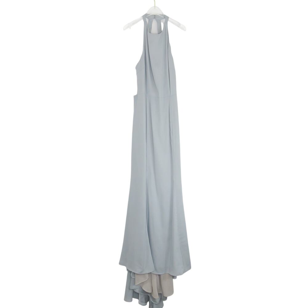 Jarlo Soft Gray Long High Neck Open Back Maxi Dress Bridal Gown Size 14 - Picture 4 of 8